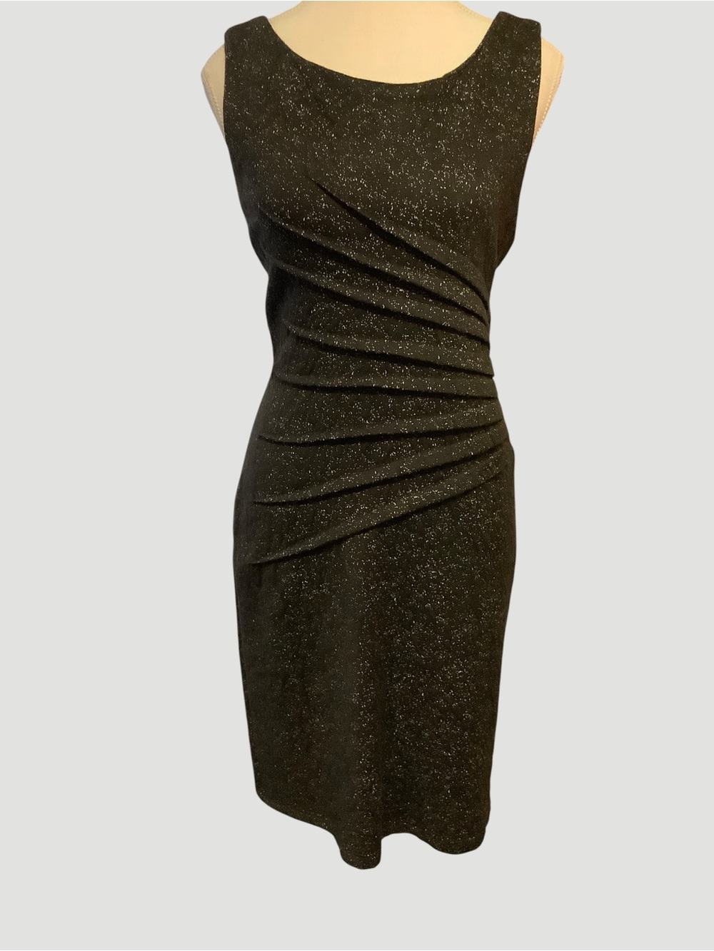 Laura Black White Speckled Ruched Sheath Dress NWT Size 10
